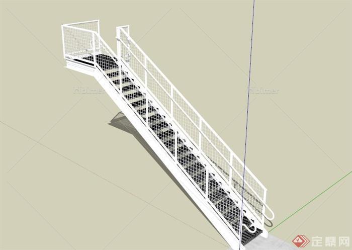 户外铁网栏杆楼梯设计SU模型[原创]