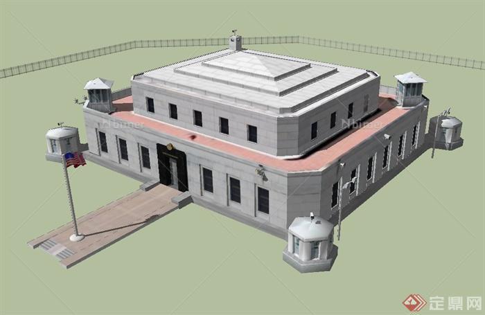 诺克斯堡美军基地建筑设计SU模型