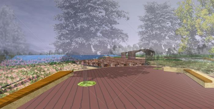 小型公园景观设计SU模型（带效果图）