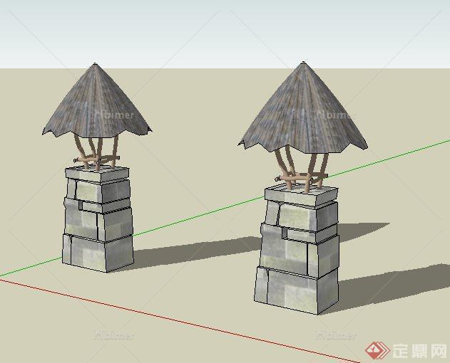 东南亚景观墙头装饰小品SketchUp(SU)3D模型