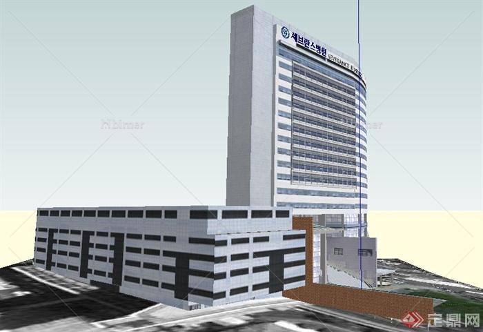 现代风格医院大楼建筑设计su模型