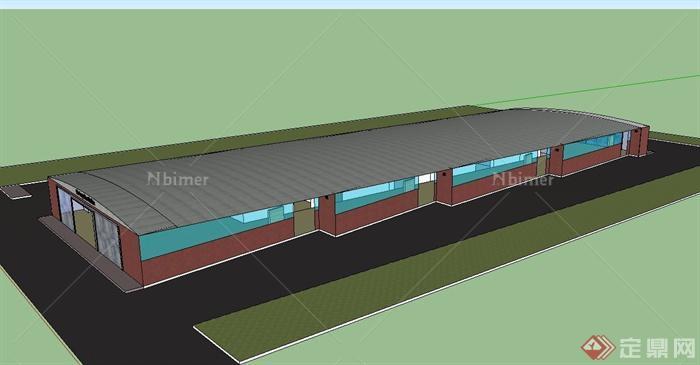 某现代单层长途汽车站建筑设计SU模型