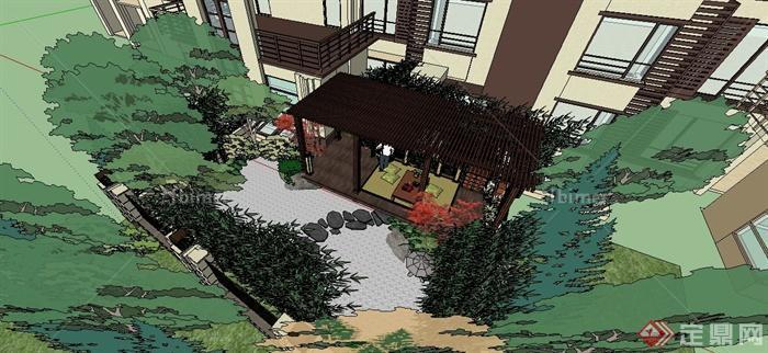 日式风格庭院景观设计SU模型