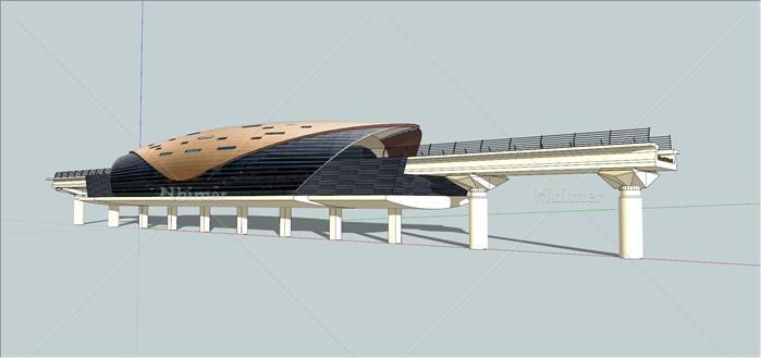 迪拜现代地铁车站建筑设计方案su模型[原创]