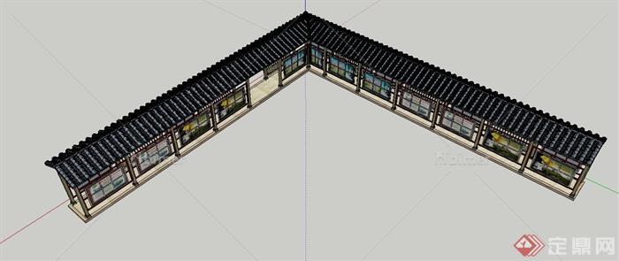 古典中式宣传长廊设计SU模型