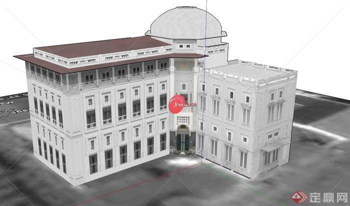 新古典欧式酒店建筑设计SU模型