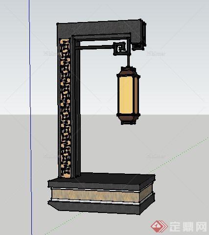 中式景观吊灯设计su模型