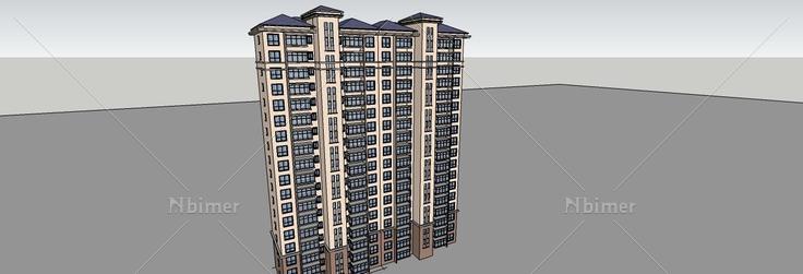 简欧高层住宅(71302)su模型下载