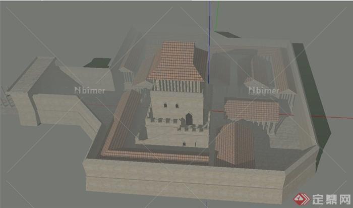 某欧式古罗马城堡遗址建筑设计SU模型