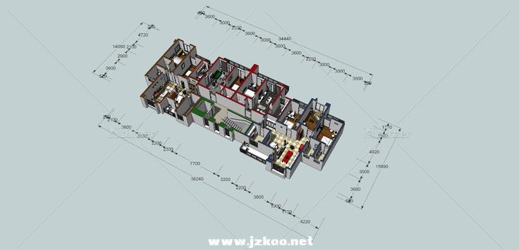 完整集合式住宅设计【建筑模型+室内】