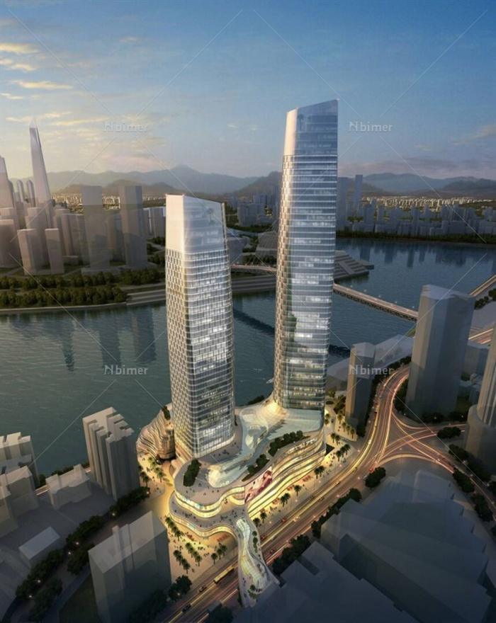 现代超高层山酒店办公综合建筑设计SU模型含JPG图