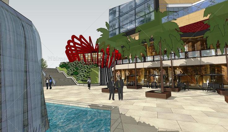现代广场商业建筑sketchup模型(202470)su模型下