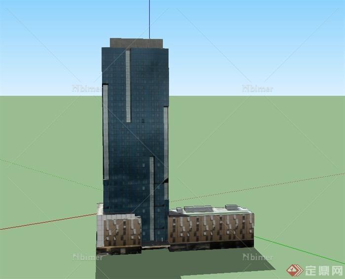 某L形洲际高层酒店建筑设计SU模型