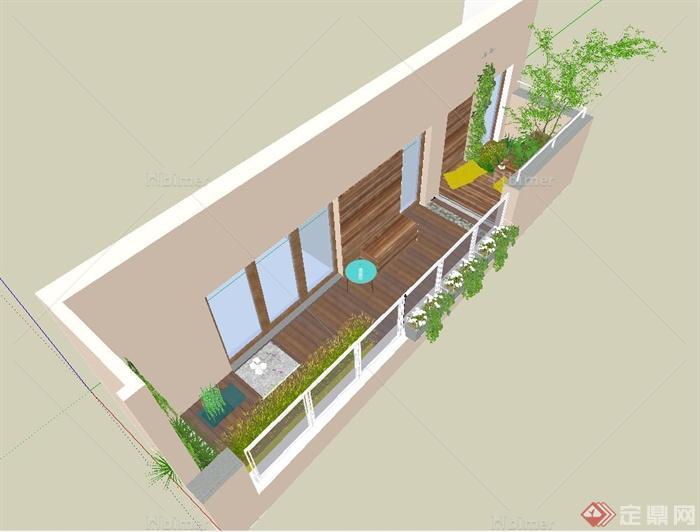 某露台小花园景观设计SU模型
