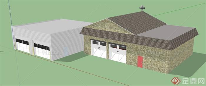 消防站建筑设计SU模型