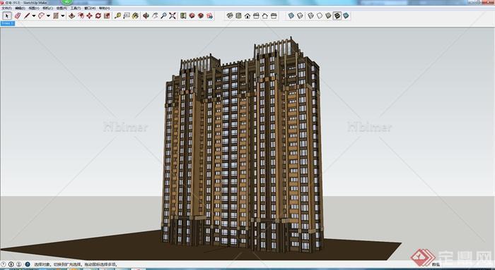现代高层住宅设计建筑设计SU模型