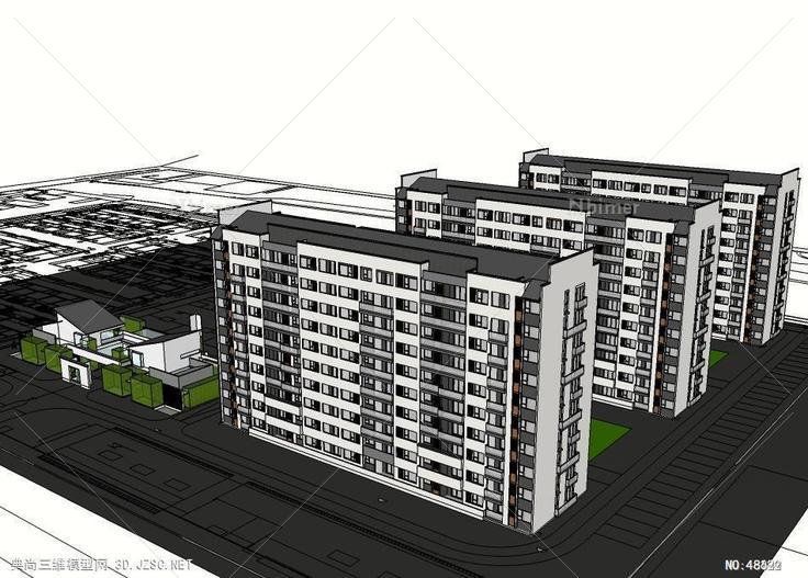 苏式高层居住高层住宅 su模型 3d