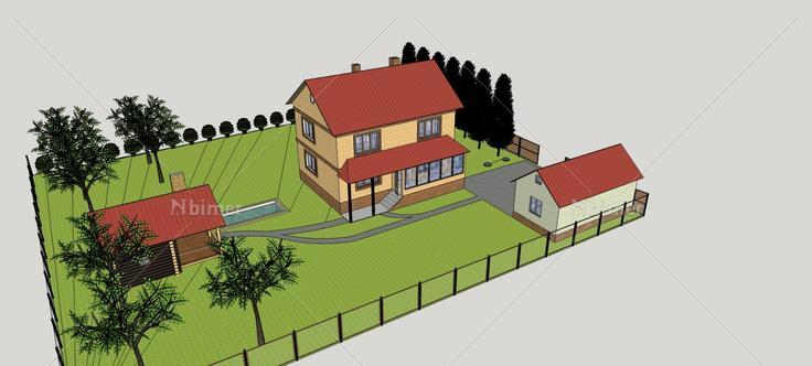 美式庭院别墅(80571)su模型下载