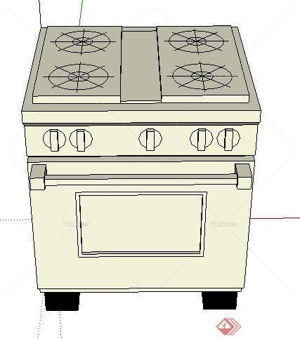 一个灶台的厨卫设施设计SU模型