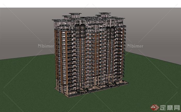 某小区欧式高层住宅楼建筑设计su模型