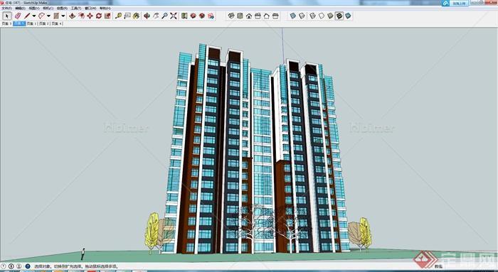 某一现代风格住宅楼建筑设计SU模型