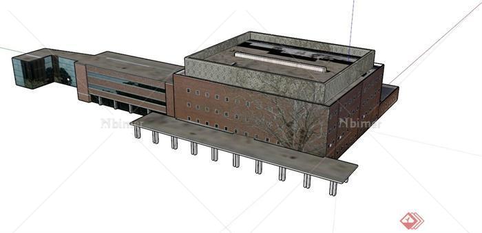 某栋办公楼建筑设计SU贴图模型1