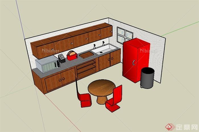现代风格厨房装饰室内设计su模型