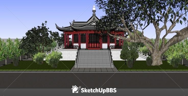 给大家分享一个小型的古建宫殿，附SketchUp模型