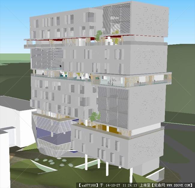 大学科技楼建筑SU精致设计模型