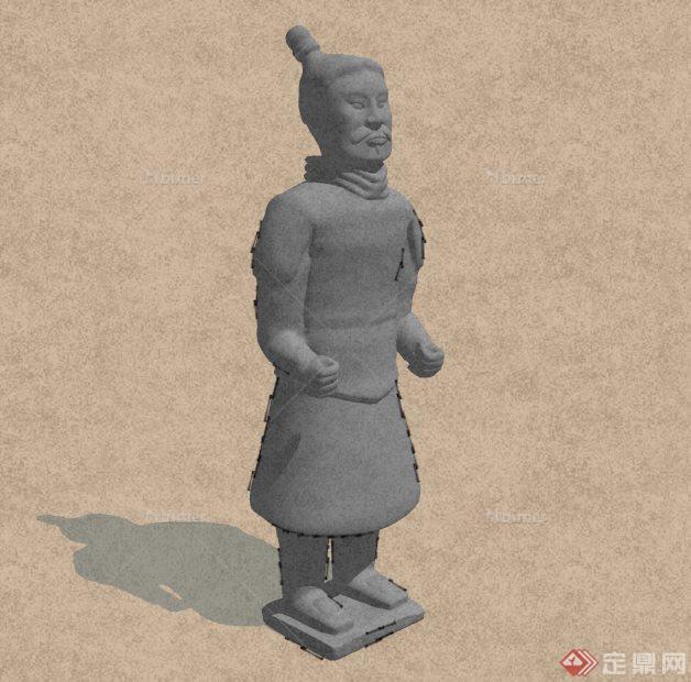 古典中式兵马俑雕塑设计SU模型[原创]