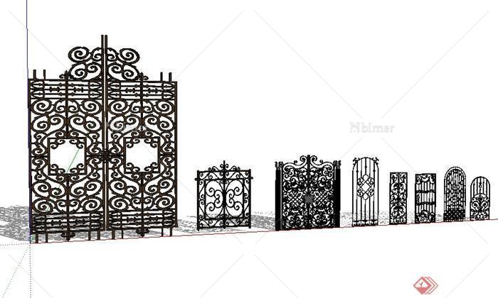 8款小区铁艺围墙设计SketchUp(SU)3D模型