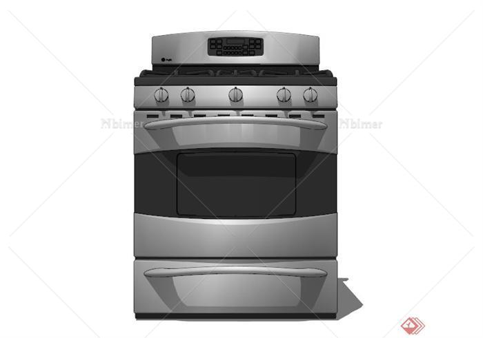 厨房电器煤气灶烤箱组合设计SU模型[原创]