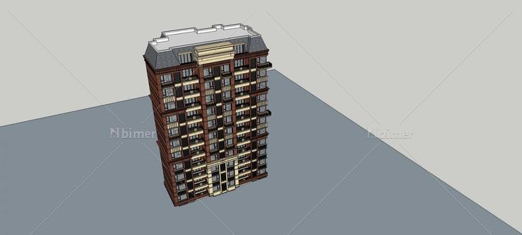 欧式小高层住宅楼(75718)su模型下载