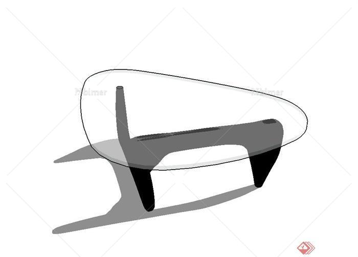 某现代室内玻璃桌子设计su模型[原创]