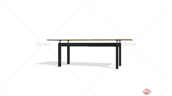现代长方形桌子或坐凳设计su模型[原创]