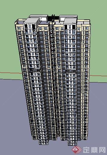 现代简约高层公寓住宅su模型[原创]