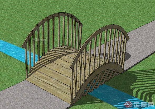 现代拱形木桥设计SU模型[原创]