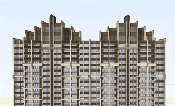 三栋现代+新古典高层与小高层居住建筑设计su模型