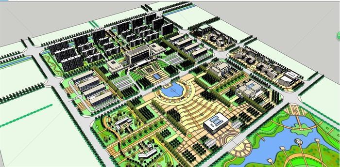 某工业园区厂区建筑规划设计SketchUp模型[原创]