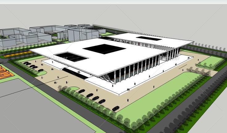 现代体育馆建筑su模型(140147)su模型下载