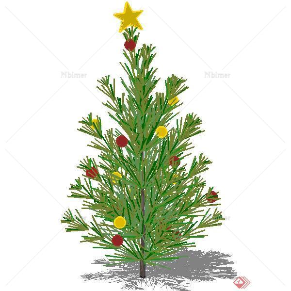 一棵圣诞树的景观植物设计SU模型