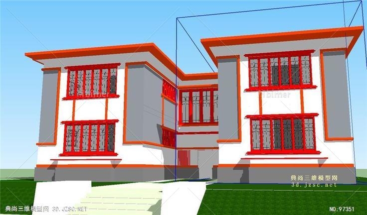 美式风格建筑房子别墅SU模型