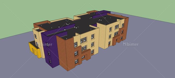 现代多层住宅楼(74656)su模型下载