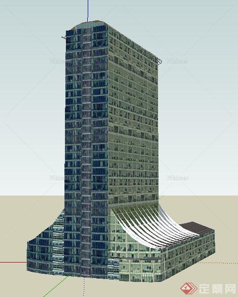 一栋高层现代办公楼建筑设计su模型