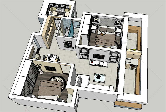某现代风格住宅空间室内设计SU模型6