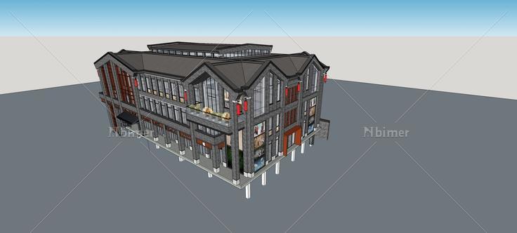 中式多层商业楼(69681)su模型下载