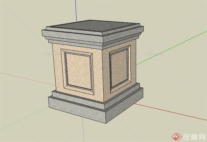 某广场低矮装饰柱景观SketchUp(SU)3D模型