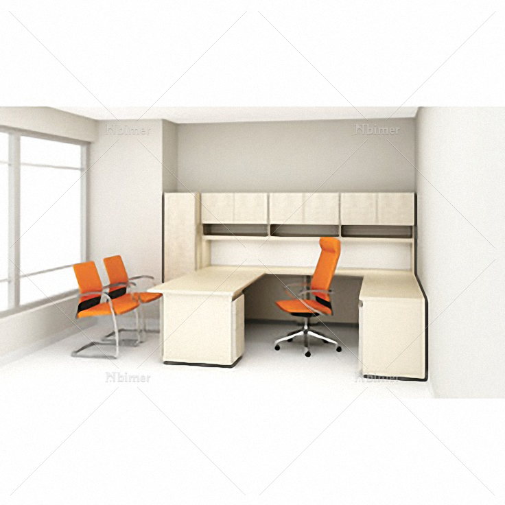 单间办公室现代风格桌椅组合