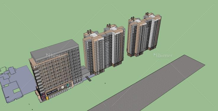 现代高层住宅楼(35850)su模型下载