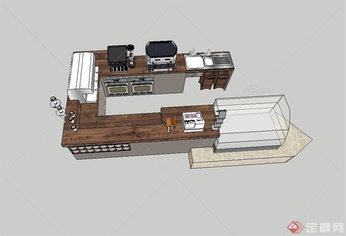 某现代风格室内厨房设施设计su模型